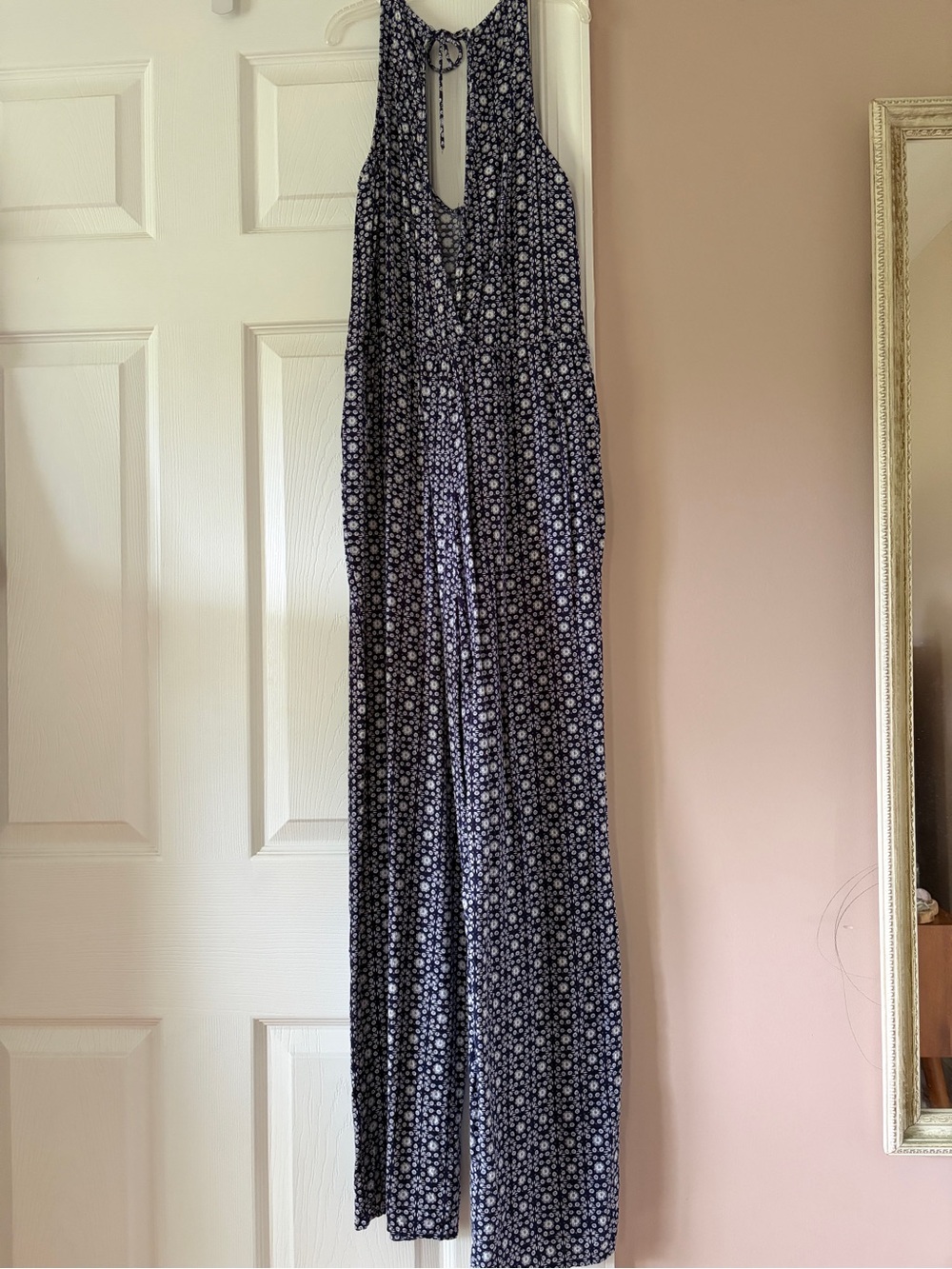 Women's Navy Blue Printed Jumpsuit 
H and M label size 6 (fits like a XS/S)